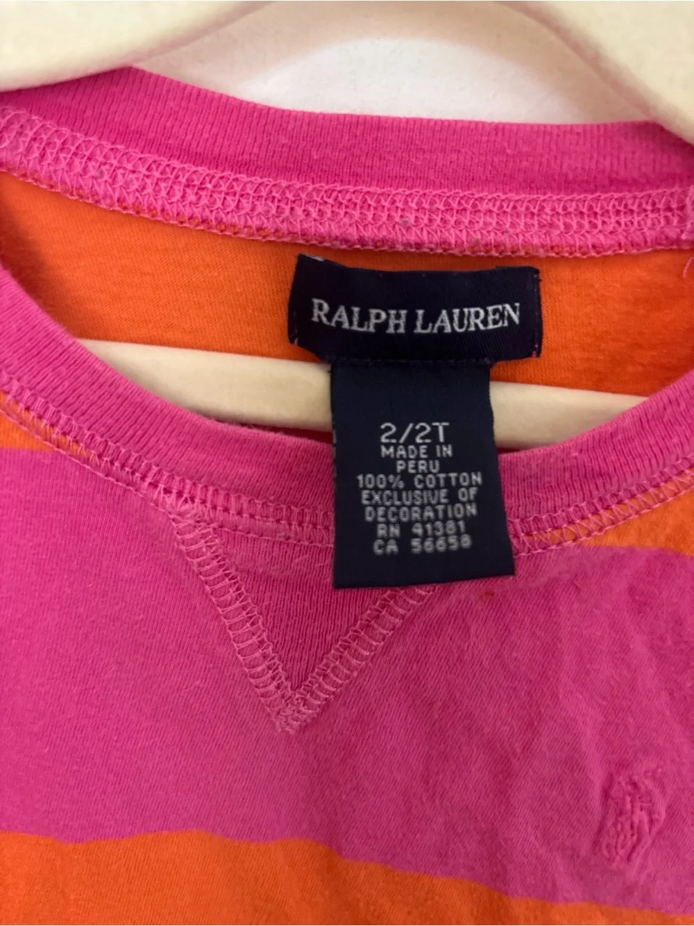 Ralph Lauren Pink & Orange Striped Long-Sleeve Tee - Toddler 2/2T
